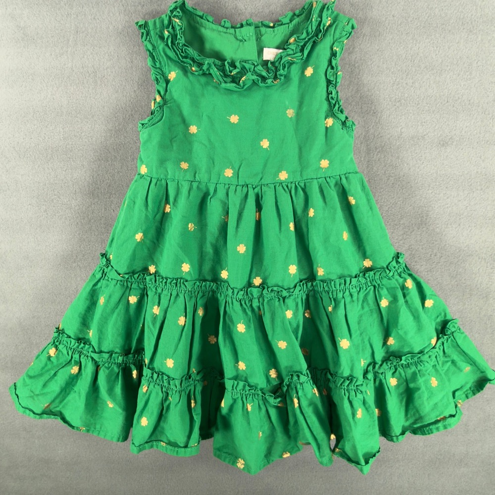 Christian Siriano Girls Green Shamrock Tiered Ruffle Dress 2T